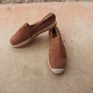 Michael Kors Hastings Brown Suede Espadrille Slip-On Shoes Size 9M MK Logo